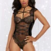 Dreamgirl Teddy Lingerie Velvet And Lace Harness Teddy