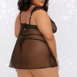 Dreamgirl Plus Size Velvet And Lace Harness Babydoll