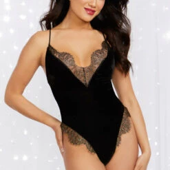 Dreamgirl Teddy Lingerie Black Velvet Teddy