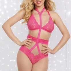 Dreamgirl Plus Size Lingerie Plus Size Hot Pink Harness Teddy 6 Dreamgirl Plus Size Lingerie Plus Size Hot Pink Harness Teddy