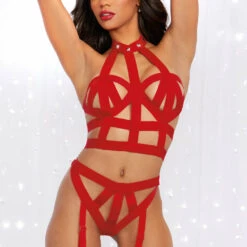 Dreamgirl Lingerie Diamond Diva Strappy Bra Set