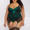Dreamgirl Plus Size Lingerie Plus Size Emerald And Lace Garter Teddy