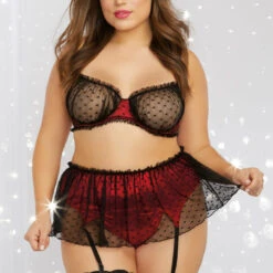 Dreamgirl Plus Size Sweet Dreams Bra And Garter Skirt