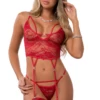 G World Intimates Red Slip-In Garter Corset And Thong