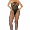 Elegant Moments Plus Size Crochet Halter Bodystocking