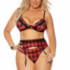 Elegant Moments Plus Size Buffalo Plaid Bra Set