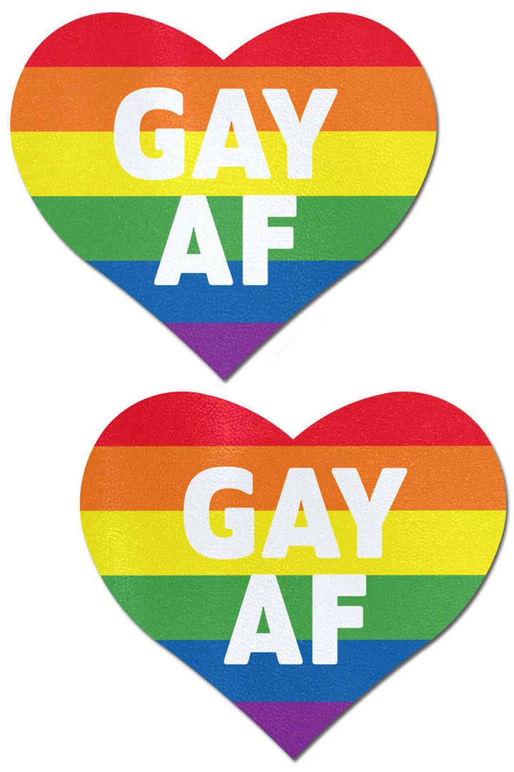 Pastease Gay AF On Rainbow Heart Pasties 1 Pastease Gay AF On Rainbow Heart Pasties