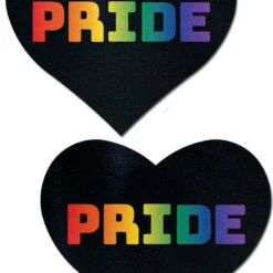 Pastease Rainbow Pride On Black Heart Nipple Pasties