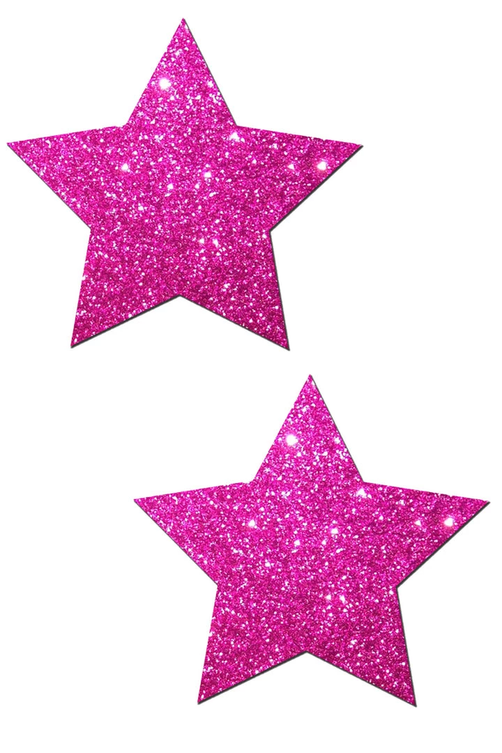 Pastease Hot Pink Glitter Star Nipple Pasties 1 Pastease Hot Pink Glitter Star Nipple Pasties