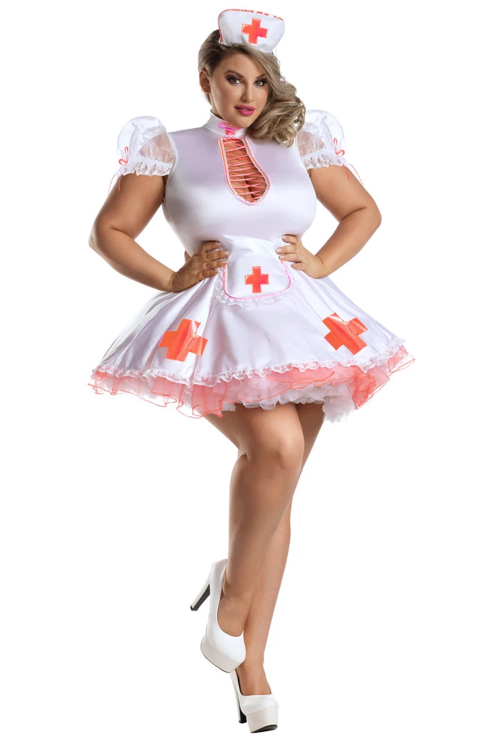 Party King Plus Size Neon Dreams Nurse Costume 1 Party King Plus Size Neon Dreams Nurse Costume