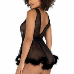 Roma Costume Retro Mesh And Marabou Babydoll