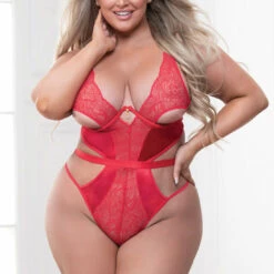 Seven Till Midnight Plus Size Sultry Satin Teddy