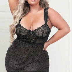 Seven Till Midnight Plus Size Heart's Desire Mesh Babydoll