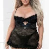Seven Till Midnight Plus Size Holiday Lace And Marabou Chemise