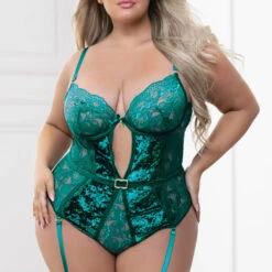 Seven Till Midnight Plus Size Jewel Tone Velvet Teddy