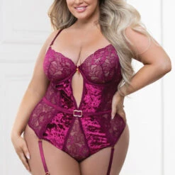 Seven Till Midnight Plus Size Jewel Tone Velvet Teddy