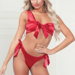Seven Till Midnight Lingerie Satin Bow Beauty Bra Set