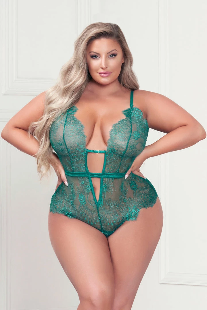 Seven Till Midnight Plus Size Low Cut Eyelash Lace Teddy 4 Seven Till Midnight Plus Size Low Cut Eyelash Lace Teddy