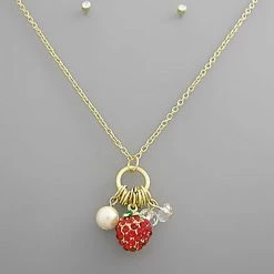 3WISHES Strawberry Charm Set Jewerly