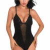 3WISHES Teddy Lingerie Geo Mesh Teddy