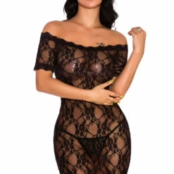 3WISHES Lace Off The Shoulder Chemise Lingerie 12 3WISHES Lace Off The Shoulder Chemise Lingerie