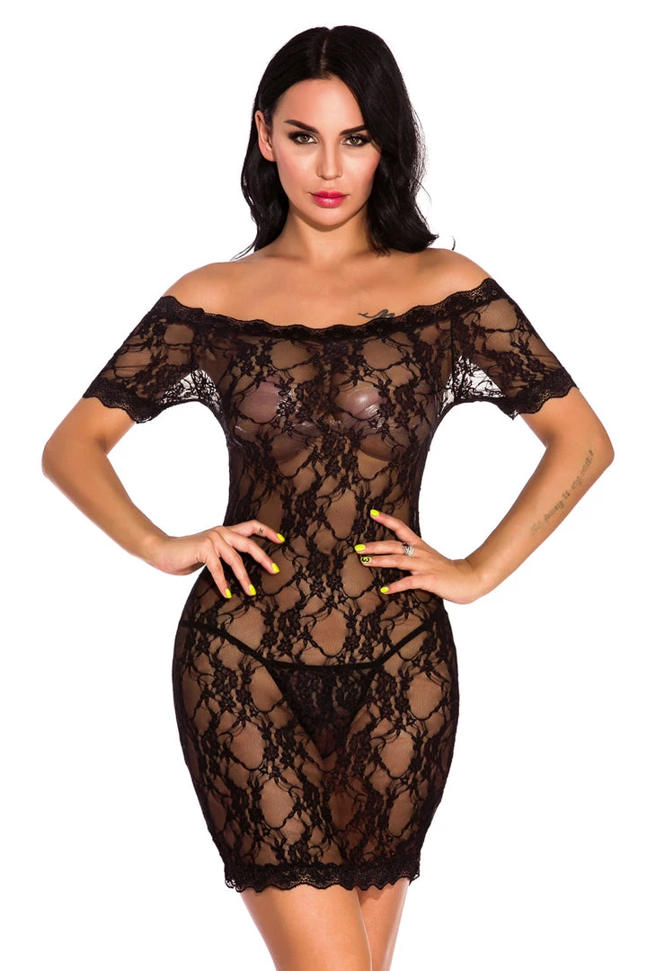 3WISHES Lace Off The Shoulder Chemise Lingerie 2 3WISHES Lace Off The Shoulder Chemise Lingerie