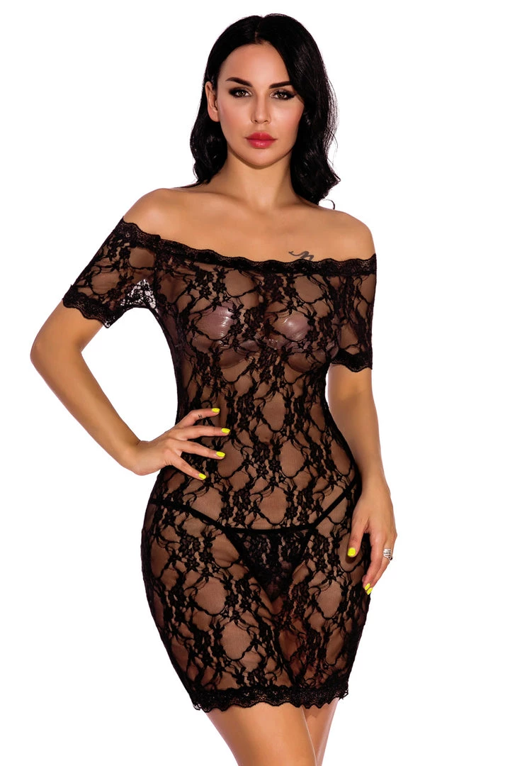3WISHES Lace Off The Shoulder Chemise Lingerie 4 3WISHES Lace Off The Shoulder Chemise Lingerie