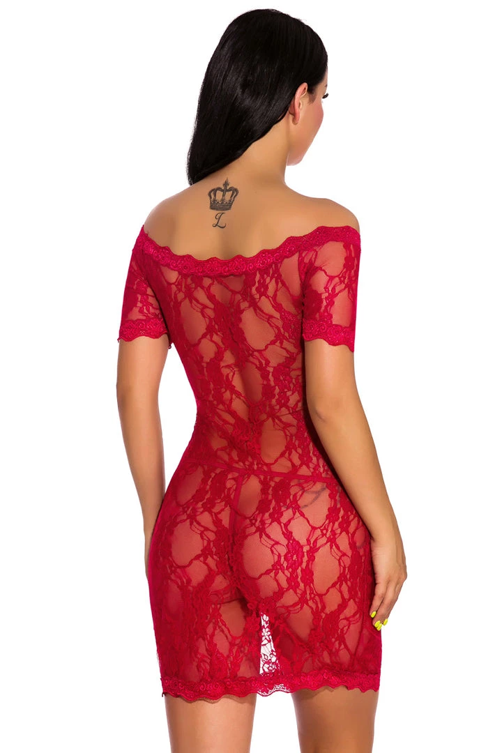 3WISHES Lace Off The Shoulder Chemise Lingerie 10 3WISHES Lace Off The Shoulder Chemise Lingerie