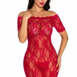 3WISHES Lace Off The Shoulder Chemise Lingerie