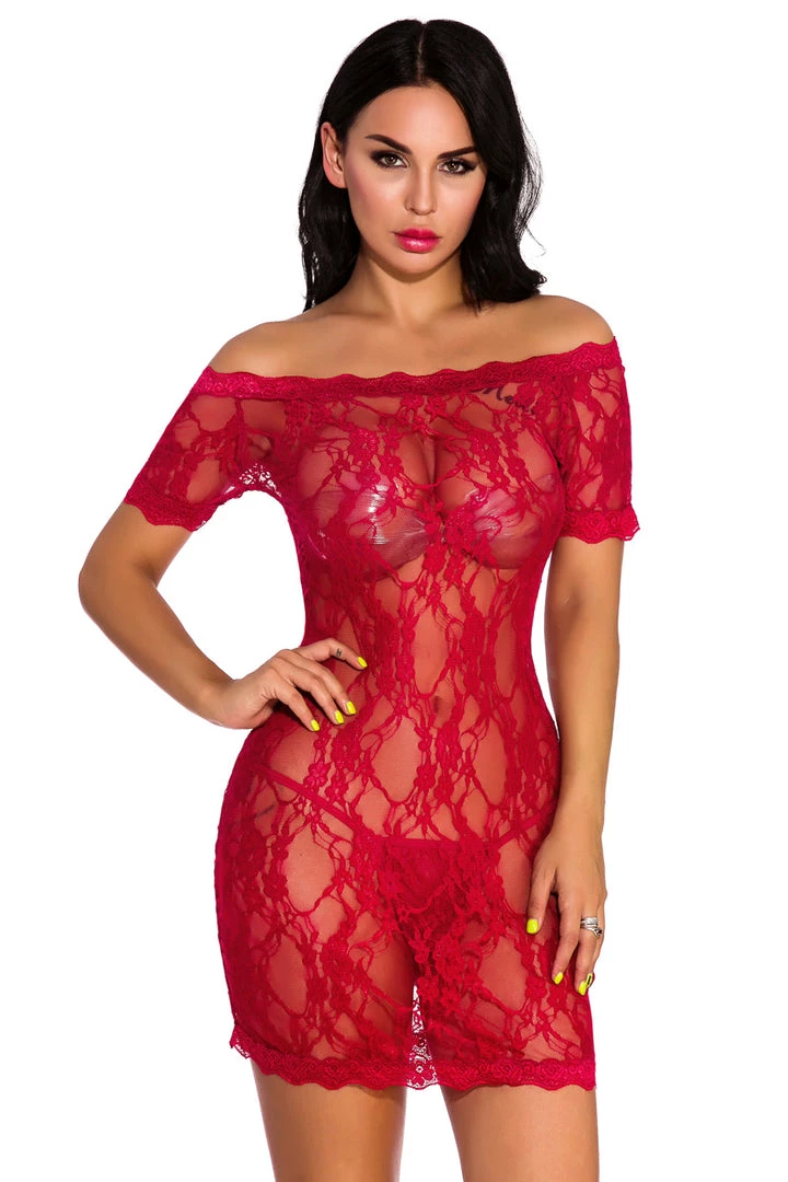 3WISHES Lace Off The Shoulder Chemise Lingerie 5 3WISHES Lace Off The Shoulder Chemise Lingerie