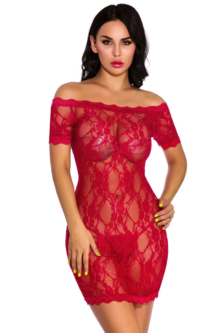 3WISHES Lace Off The Shoulder Chemise Lingerie 7 3WISHES Lace Off The Shoulder Chemise Lingerie
