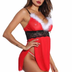 3WISHES Lingerie Mrs. Claus Babydoll