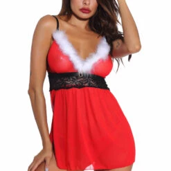 3WISHES Lingerie Mrs. Claus Babydoll