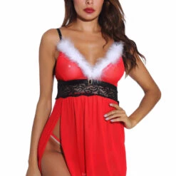 3WISHES Lingerie Mrs. Claus Babydoll