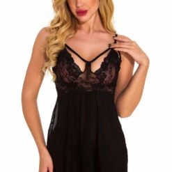 3WISHES Sultry Strappy Bust Babydoll Babydoll Lingerie