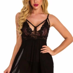 3WISHES Sultry Strappy Bust Babydoll Babydoll Lingerie