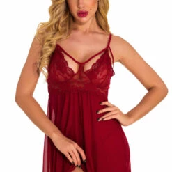 3WISHES Sultry Strappy Bust Babydoll Babydoll Lingerie