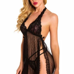 3WISHES Fancy French Dot Halter Babydoll Babydoll Lingerie 11 3WISHES Fancy French Dot Halter Babydoll Babydoll Lingerie