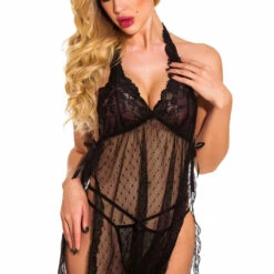 3WISHES Fancy French Dot Halter Babydoll Babydoll Lingerie 12 3WISHES Fancy French Dot Halter Babydoll Babydoll Lingerie