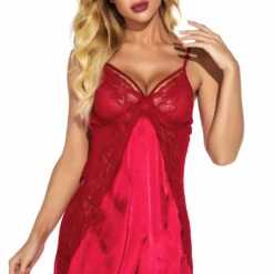 3WISHES Sexy Satin And Lace Chemise Lingerie