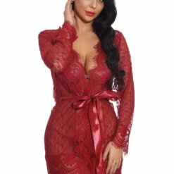 3WISHES Lovely Lace Robe Sleepwear