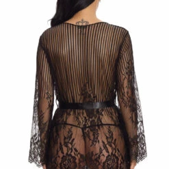 3WISHES Floral And Stripes Robe Lingerie