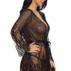 3WISHES Floral And Stripes Robe Lingerie