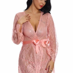 3WISHES Floral And Stripes Robe Lingerie