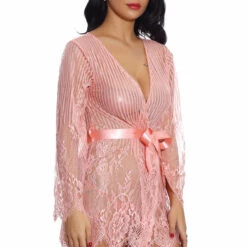 3WISHES Floral And Stripes Robe Lingerie