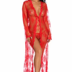 3WISHES Long Lace Flyaway Robe