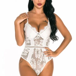 3WISHES Patterned Lace Lingerie Teddy