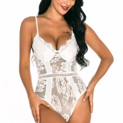 3WISHES Patterned Lace Lingerie Teddy