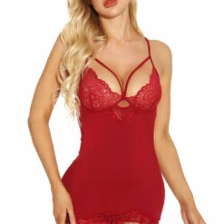 3WISHES Feather Lace Chemise Lingerie