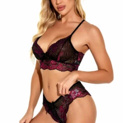 3WISHES Lacy Contrast Bra Set 32 3WISHES Lacy Contrast Bra Set